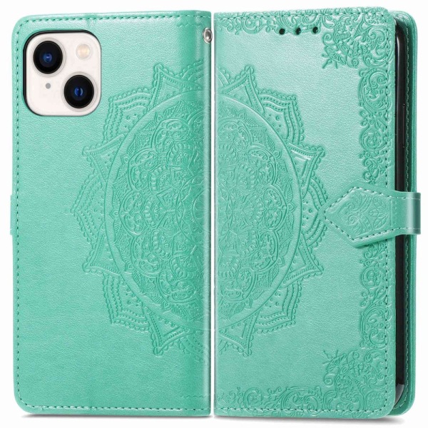 SKALO iPhone 14 Mandala lompakkokotelo - Turkoosi Turquoise