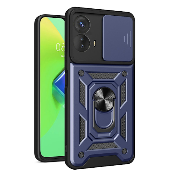 SKALO Motorola Moto G73 5G Armor Hybrid Metallring Kameraslider - Blå Blå