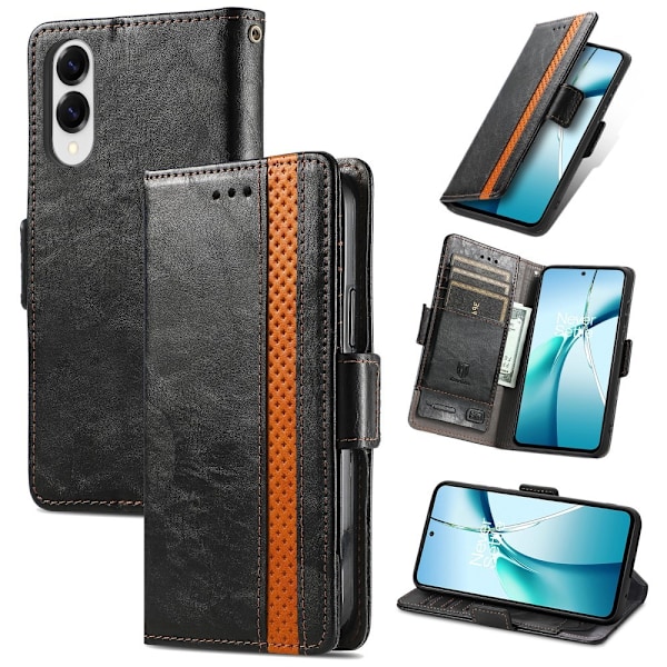 SKALO Samsung S25 Edge CASENEO 002 Premium Plånboksfodral - Svart Svart
