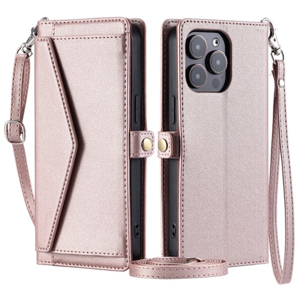 SKALO iPhone 16 Pro Evelope Clutch 5-RUM - Rosa guld Pink gold