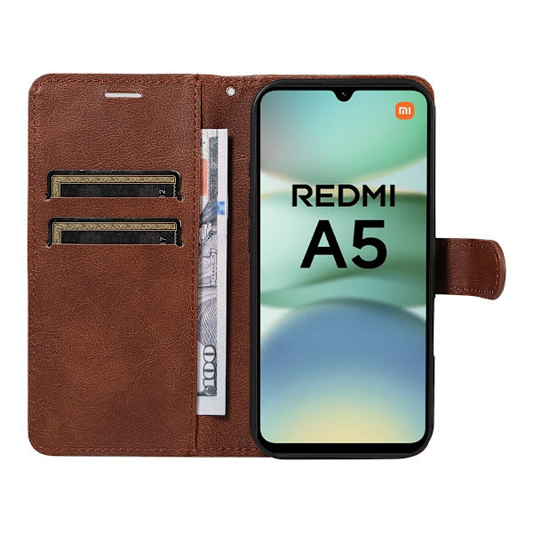 SKALO Xiaomi Redmi A5 4G PU-läder Plånboksfodral - Fler färger Brun