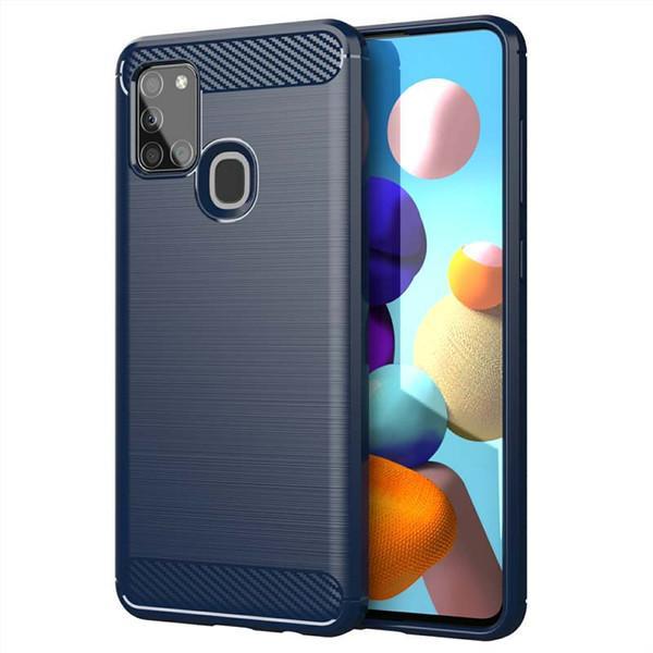 Iskunkestävä Armor Carbon TPU-kotelo Samsung A21s - enemmän värejä Blue