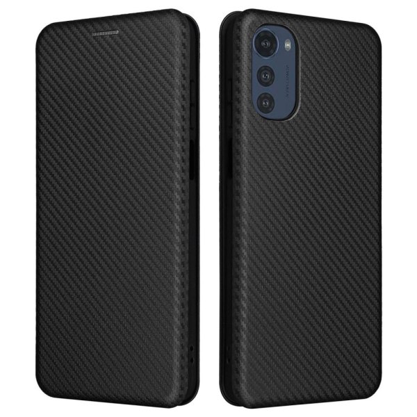 SKALO Motorola Moto E32/E32s Carbon Fiber Plånboksfodral - Svart Svart