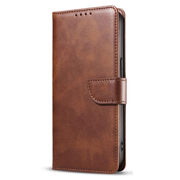 SKALO iPhone 15 Plus Premium Wallet Lompakkokotelo - Ruskea Brown