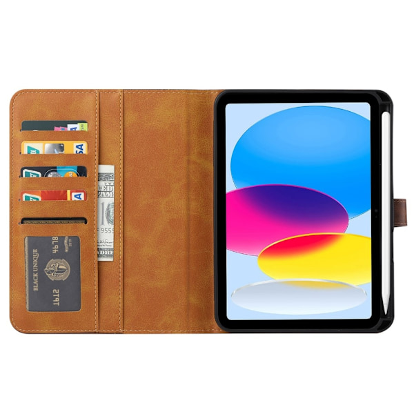 SKALO iPad 11" (2025) PU-læder pungetui med rum til penne - Sort Black
