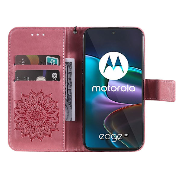 SKALO Motorola Edge 30 5G Mandala lompakkokotelo - Pinkki Pink