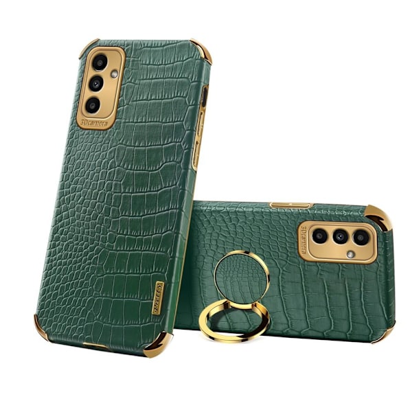 SKALO Samsung A04s 4G Crocodile Guldkant Cover - Grøn Green