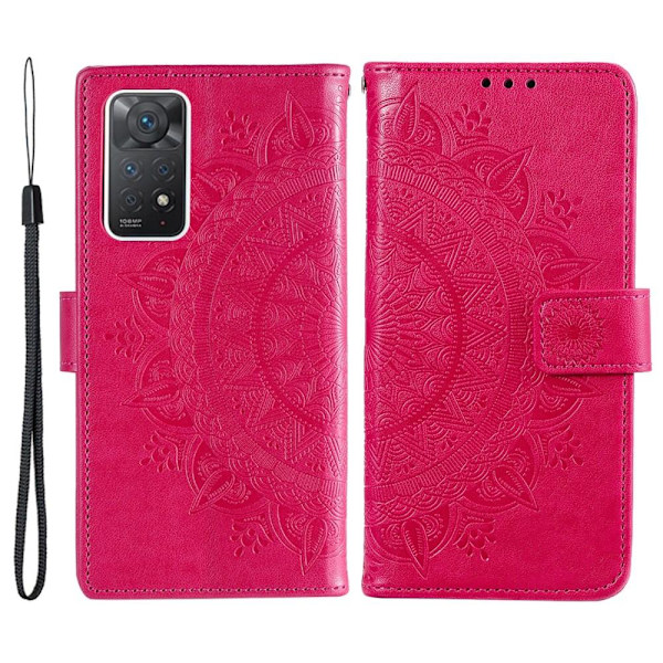 SKALO Xiaomi Redmi Note 11 Pro Mandala lompakkokotelo - Cerise Cerise