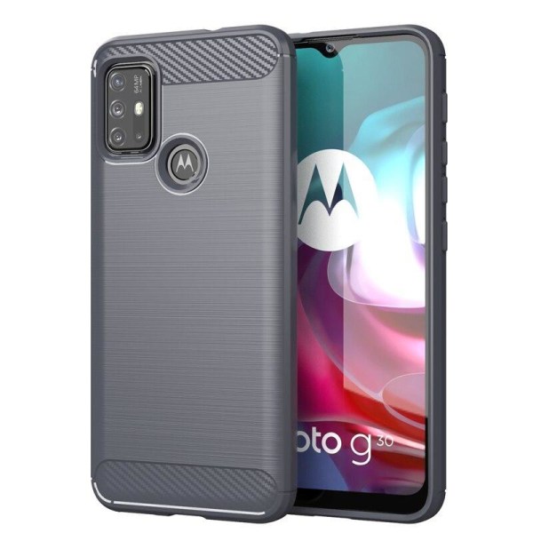 SKALO Moto G30 Armor Carbon Stødsikker TPU-cover - Vælg farve Grey