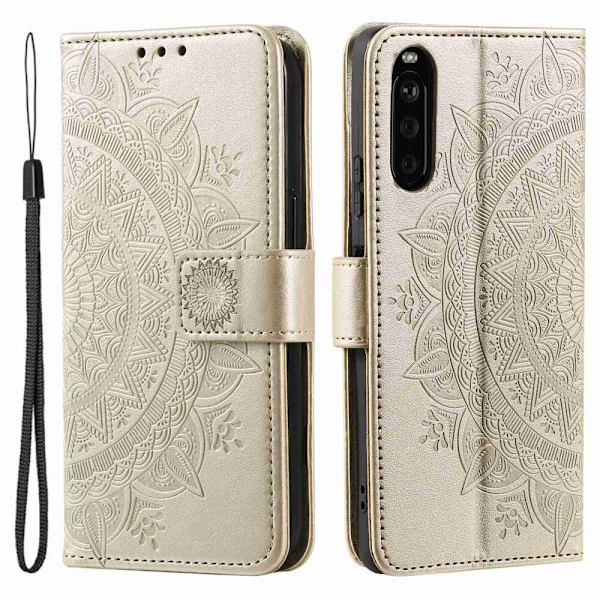 SKALO Sony Xperia 10 V Mandala Flip Cover - Guld Gold