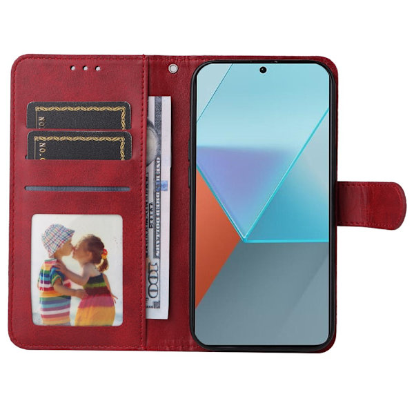 SKALO Xiaomi Redmi Note 13 Pro 5G PU-nahkainen Lompakkokotelo - Valitse väri Red