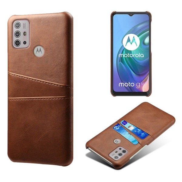 SKALO Moto G20/G30 PU-Läder Korthållare Skal - Brun Brown