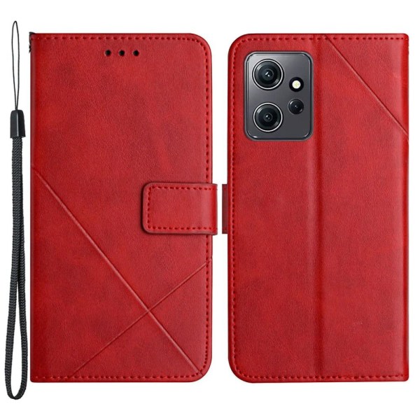 SKALO Xiaomi Redmi Note 12 4G Kohokuvioitu PU Nahka Lompakkokotelo - Punainen Red