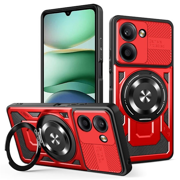 SKALO Xiaomi Redmi A5 4G Armor Hybrid Magneettirengas Suojakuori - Punainen Red