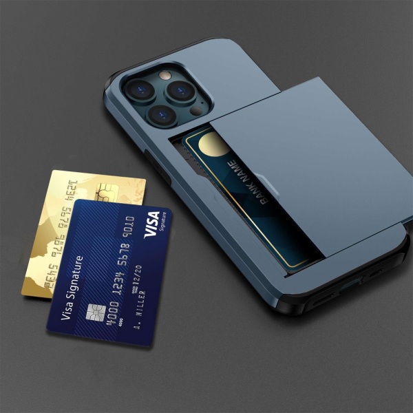 SKALO iPhone 14 Pro Max Armor Skal Korthållare - Blå Blå