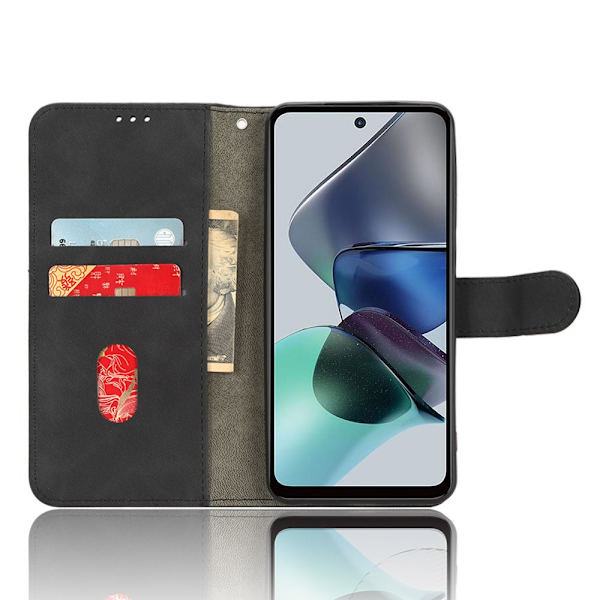 SKALO Motorola Moto G23 4G Matt PU-læderpungetui - Sort Black