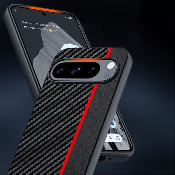 SKALO Google Pixel 9/9 Pro Carbon Fiber Hybrid Skal Svart