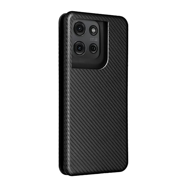 SKALO Motorola Moto G75 5G Carbon Fiber Lompakkokotelo - Musta Black