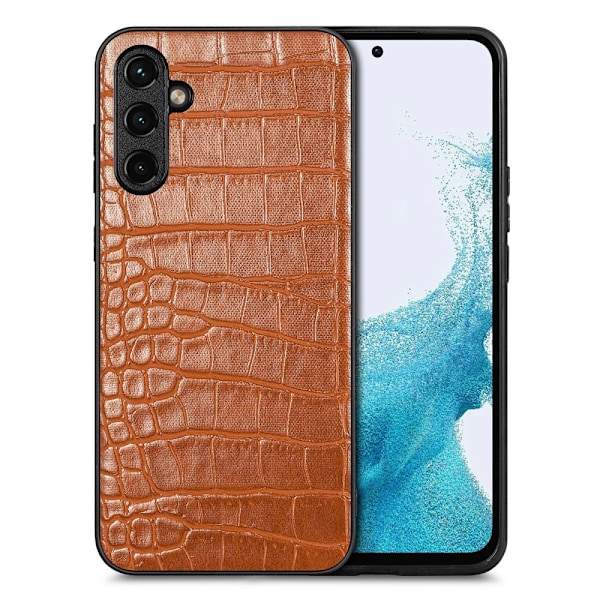 SKALO Samsung A54 5G Crocodile PU Nahka Hybrid Suojakuori - Ruskea Brown