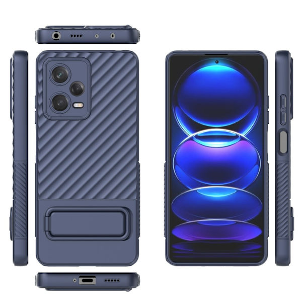SKALO Xiaomi Redmi Note 12 Pro 5G Twill 2.0 TPU-Cover med rack - Mørkeblå Dark blue