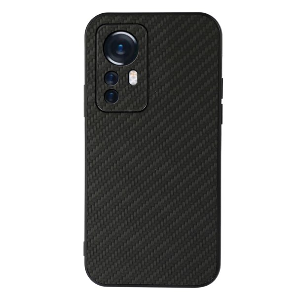 SKALO Xiaomi 12 Pro Carbon Fiber TPU-suojakuori - Musta Black