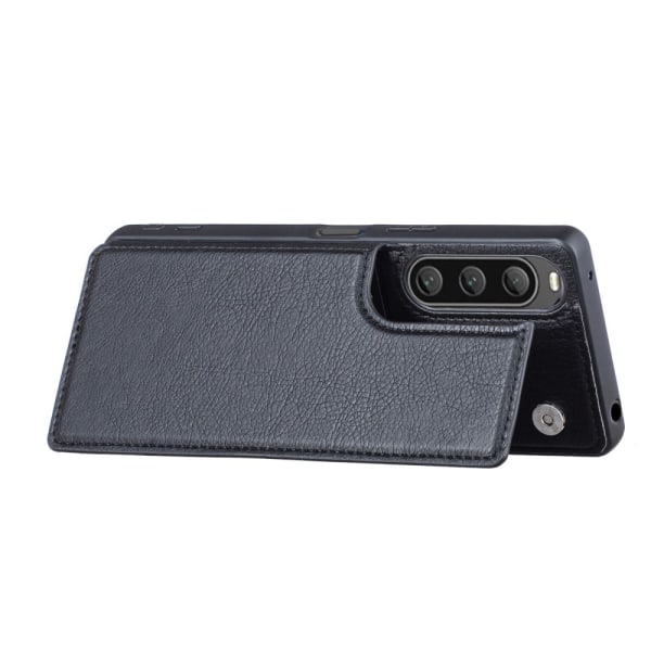 SKALO Sony Xperia 10 V PU-nahkainen Suojakuori Lompakolla - Must Black