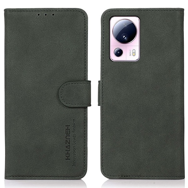 SKALO Xiaomi 13 Lite KHAZNEH Lompakkokotelo PU-nahasta - Vihreä Green
