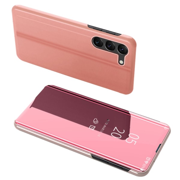 SKALO Samsung S23 Plus Clear View Mirror Lompakko - Ruusukulta Pink gold