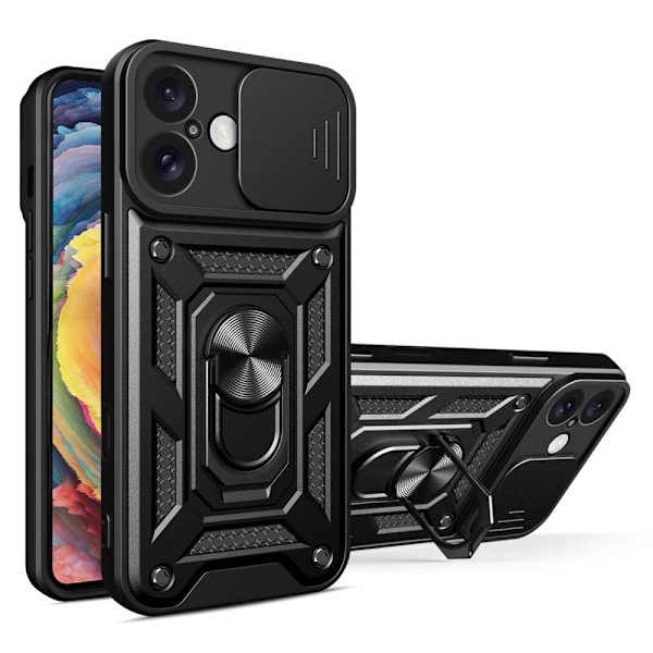 SKALO iPhone 16 Armor Cover kortholder - Sort Black