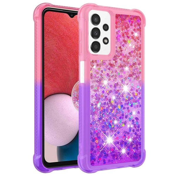 SKALO Samsung A13 4G Kvicksand Glitter Hjärtan TPU-skal - Rosa-Lila multifärg