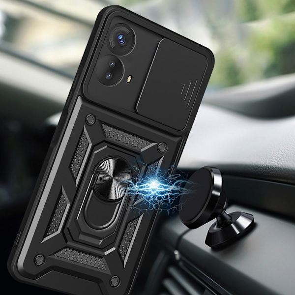 SKALO Motorola Moto G53 5G Armor hybridi metallirengas kameran liukusäädin - - Musta Black