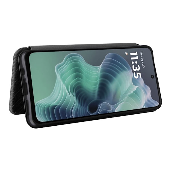 SKALO Motorola Moto G35 5G Carbon Fiber Plånboksfodral - Svart Svart