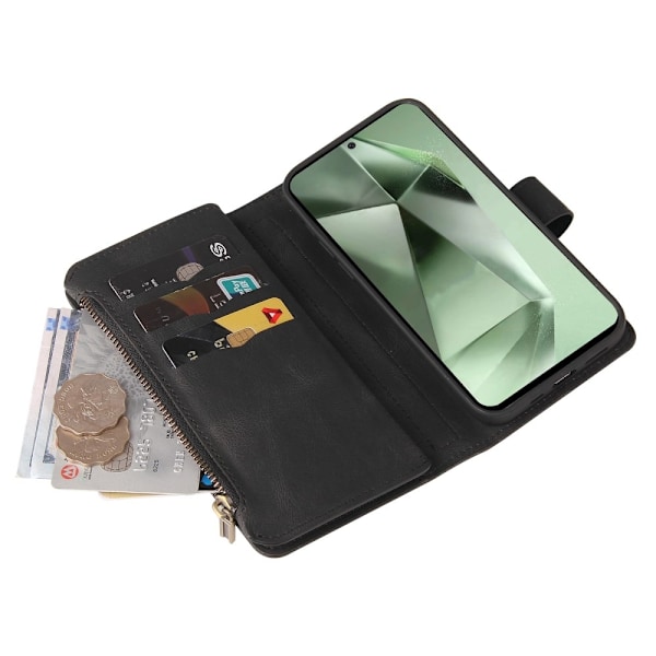 SKALO Samsung S24 FE Big Wallet 17-RUM Pungetui - Sort Black