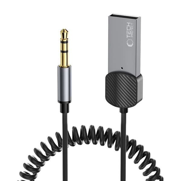 Tech-Protect Ultraboost Bluetooth AUX-adapterkabel 3.5mm 1m - Grå Grey