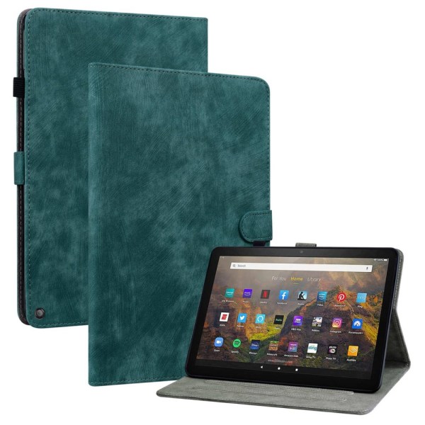 SKALO Amazon Fire HD 10/10 Plus (2021) Cute Tiger PU-nahkainen L Green