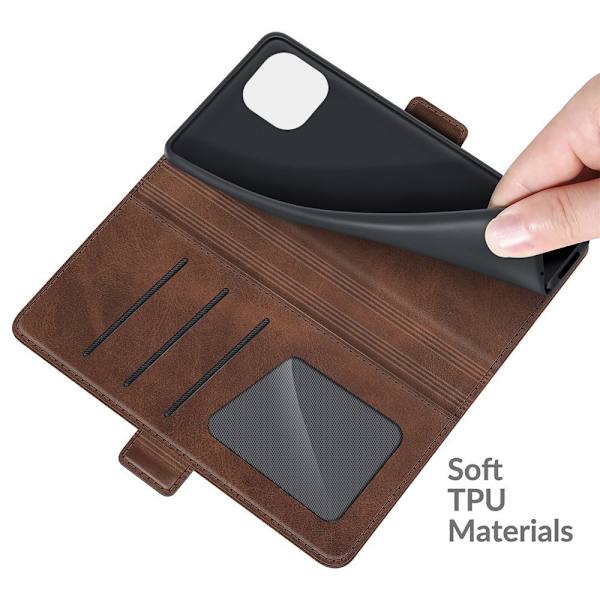 SKALO Xiaomi Mi 11 Lite Premium Plånboksfodral - Mörkbrun Dark brown