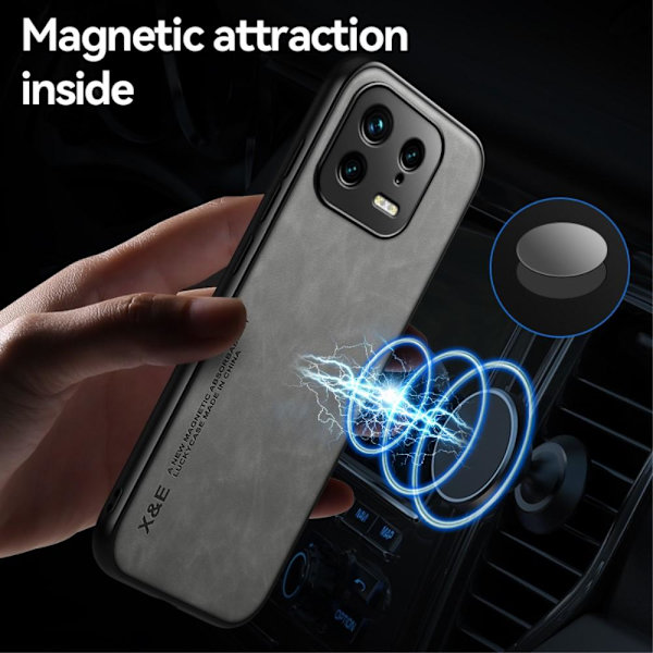 SKALO Xiaomi 13 5G X&E PU-Läder Skal - Mörkgrå Mörkgrå