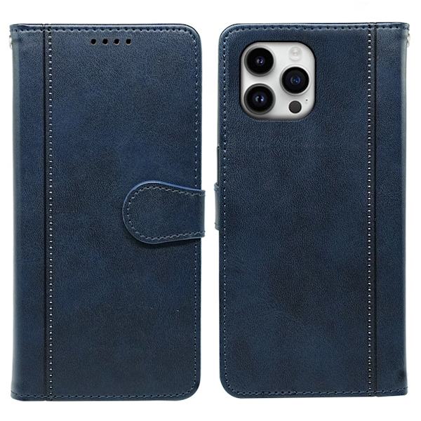 SKALO iPhone 16 Pro Lompakkokotelo PU-nahkaa - Sininen Blue