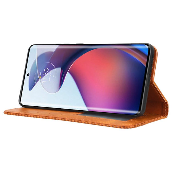 SKALO Motorola Edge 30 Fusion 5G Embossed Premium Plånboksfodral - Brun Brun