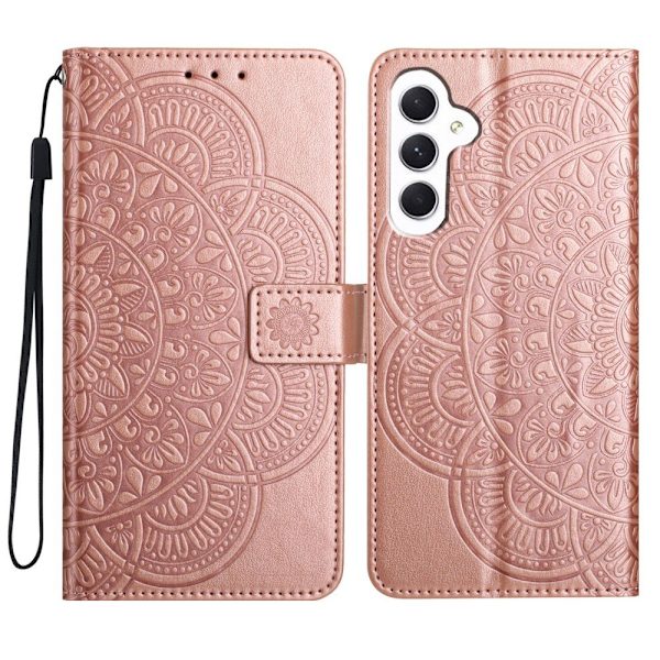 SKALO Samsung A15 5G Mandala lompakkokotelo - Ruusukulta Pink gold