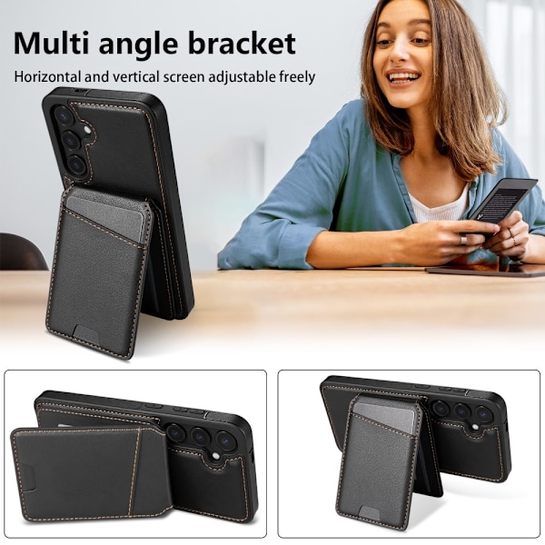 SKALO Samsung S25+ PU-läder Avtagbar Plånbok Skal - Svart Svart