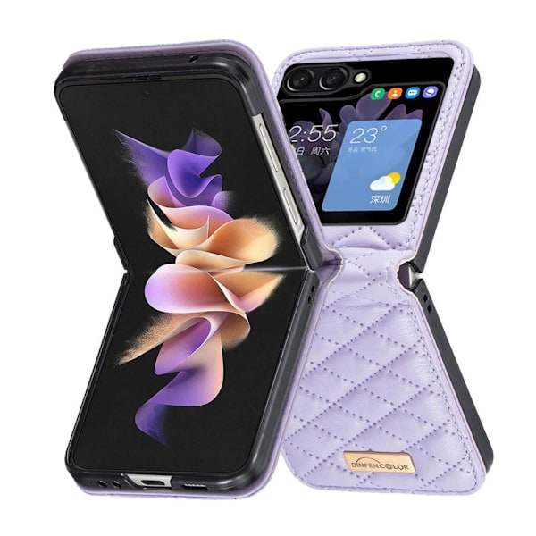 SKALO Samsung Z Flip5 BINFEN COLOR Quiltat Flip Skal - Lila Lila