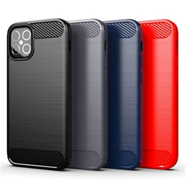 SKALO iPhone 12 Armor Carbon Iskunkestävä TPU suojakuori - Valit Red