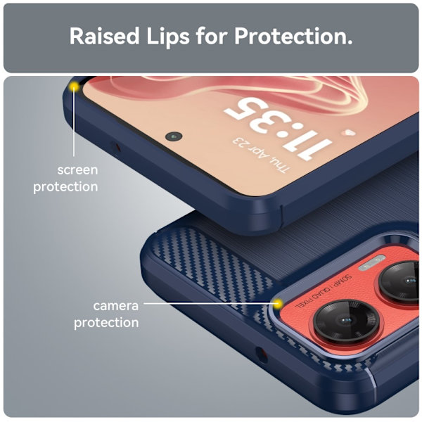 SKALO Motorola Moto G35 5G Armor Carbon Stöttåligt TPU-skal - Fler färger Blå