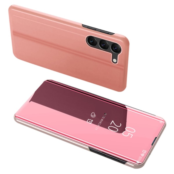 SKALO Samsung S24 Clear View Mirror Lompakko - Ruusukulta Pink gold