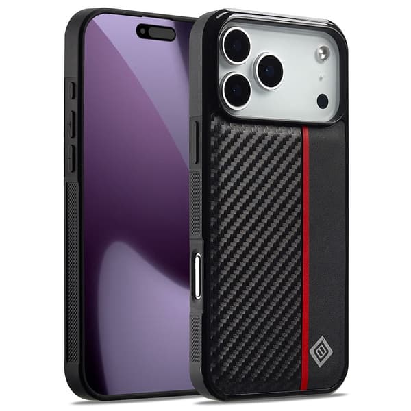 LC.IMEEKE Carbon Fiber Cover til iPhone 18 Pro Max - Sort Black