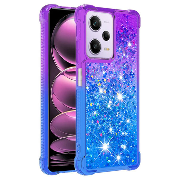 SKALO Xiaomi Redmi Note 12 Pro 5G Kvicksand Glitter Hjärtan TPU-skal - Lila-Blå multifärg