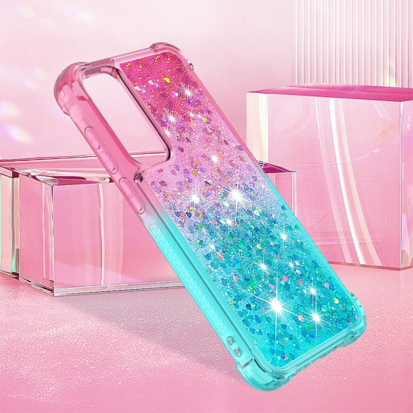 SKALO Samsung A55 5G Kvicksand Glitter Hjärtan TPU-skal - Rosa-T multifärg