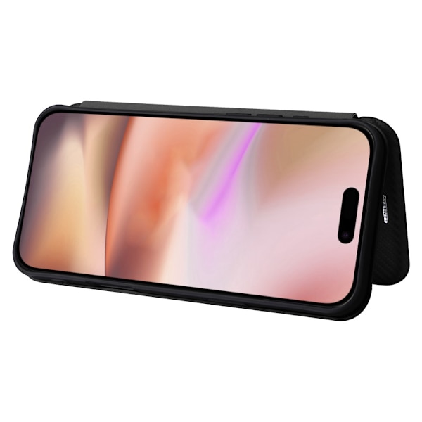 SKALO iPhone 16 Plus Carbon Fiber Pungetui - Sort Black