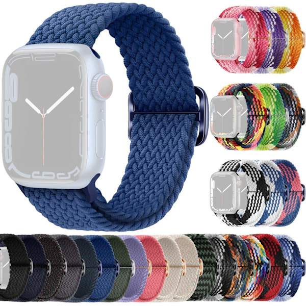 SKALO Flätat tygarmband Apple Watch Series 4-6 44mm - Fler färger Blå